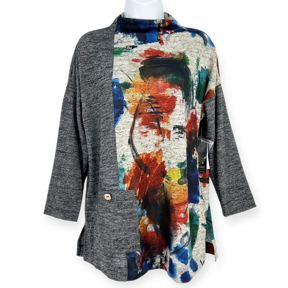 Ali Miles NWT Artistic Watercolor Print Tunic Top MultiColor Abstract Size S‎